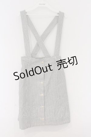 画像: LODISPOTTO / ストライプサスペンダースカート  シロ×グレー O-26-03-07-1019-LO-SK-IG-OS