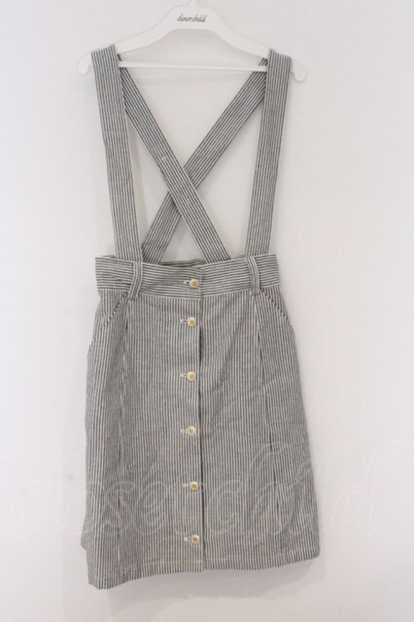 画像1: LODISPOTTO / ストライプサスペンダースカート  シロ×グレー O-26-03-07-1019-LO-SK-IG-OS (1)