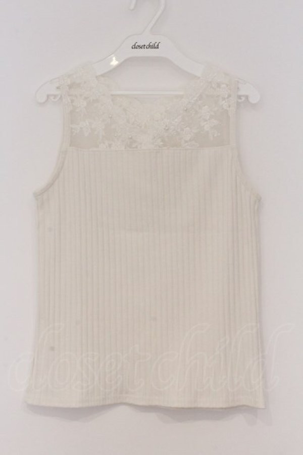 画像1: axes femme / 繊細レースタンクトップ M オフシロ O-26-03-07-1021-AX-TO-IG-OS (1)