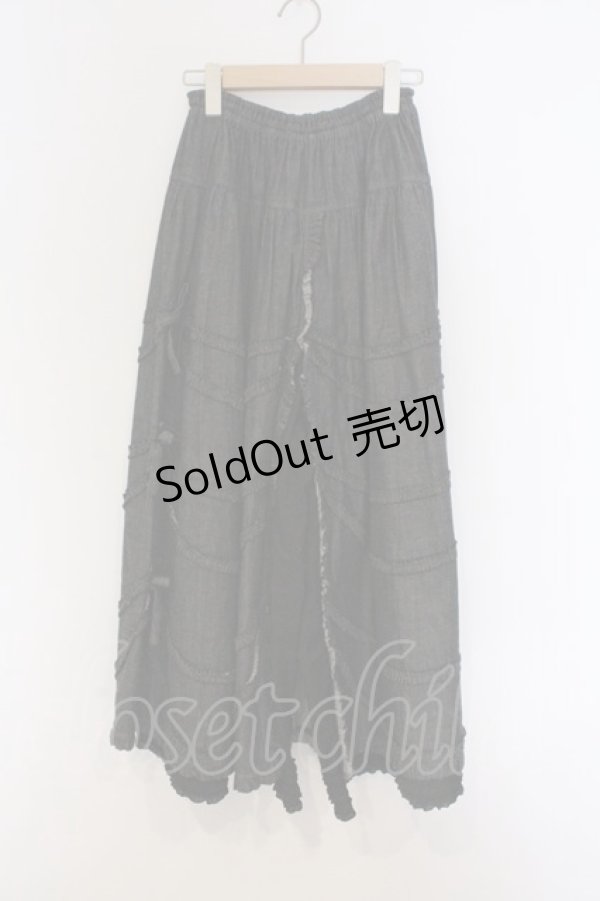 画像1: PINK HOUSE / オールドデニム×ローンフリルワイドパンツ  クロ O-26-03-07-1003-LO-PA-IG-OS (1)