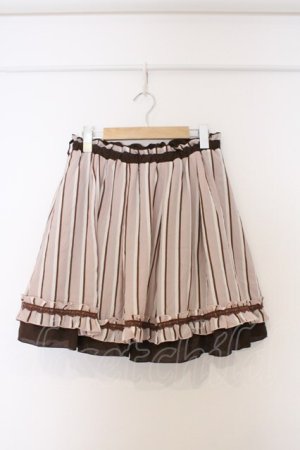 画像: axes femme / ストライプシフォンスカート  ブラウン×ピンク O-26-03-07-1027-AX-SK-IG-OS