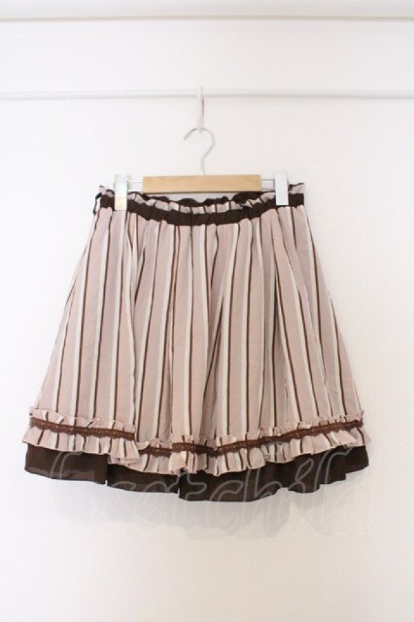 画像1: axes femme / ストライプシフォンスカート  ブラウン×ピンク O-26-03-07-1027-AX-SK-IG-OS (1)