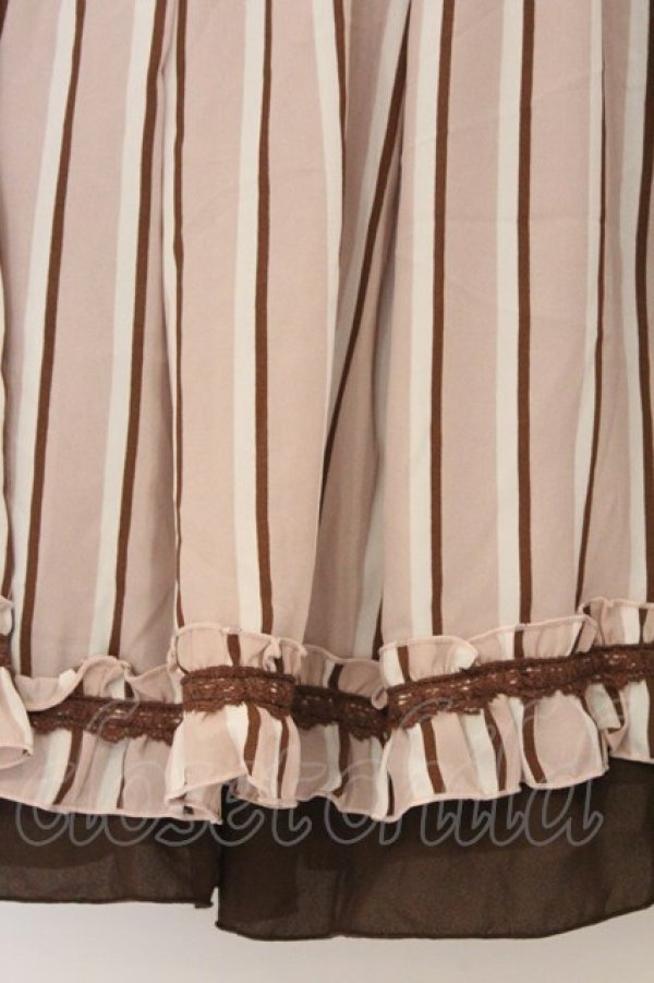 画像2: axes femme / ストライプシフォンスカート  ブラウン×ピンク O-26-03-07-1027-AX-SK-IG-OS (2)