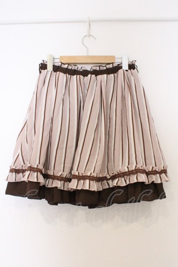 画像3: axes femme / ストライプシフォンスカート  ブラウン×ピンク O-26-03-07-1027-AX-SK-IG-OS (3)