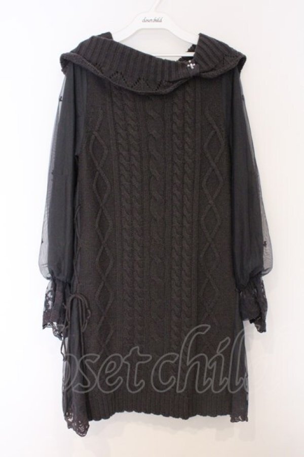 画像1: axes femme / チュールスリーブニットワンピース M グレー O-26-03-07-1028-AX-SK-IG-OS (1)