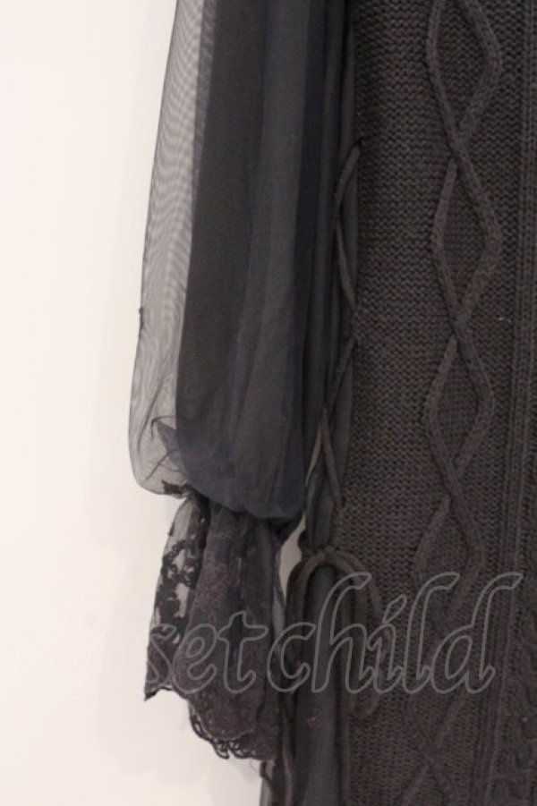 画像2: axes femme / チュールスリーブニットワンピース M グレー O-26-03-07-1028-AX-SK-IG-OS (2)