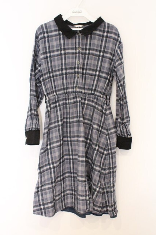 画像1: axes femme / モールチェック柄シャツワンピース M ブルー系 O-26-03-07-1029-AX-OP-IG-OS (1)