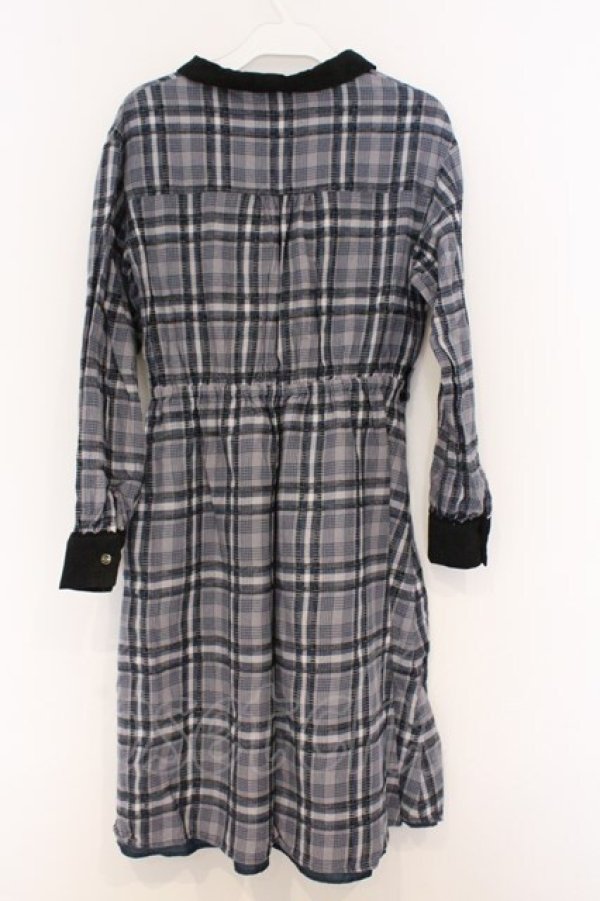 画像3: axes femme / モールチェック柄シャツワンピース M ブルー系 O-26-03-07-1029-AX-OP-IG-OS (3)