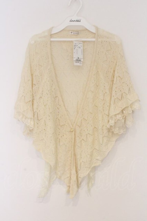 画像1: axes femme / レース重ねケープトッパーカーディガン M 生成り O-26-03-07-1030-AX-TO-IG-OS (1)