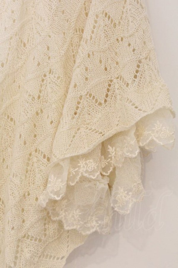 画像2: axes femme / レース重ねケープトッパーカーディガン M 生成り O-26-03-07-1030-AX-TO-IG-OS (2)