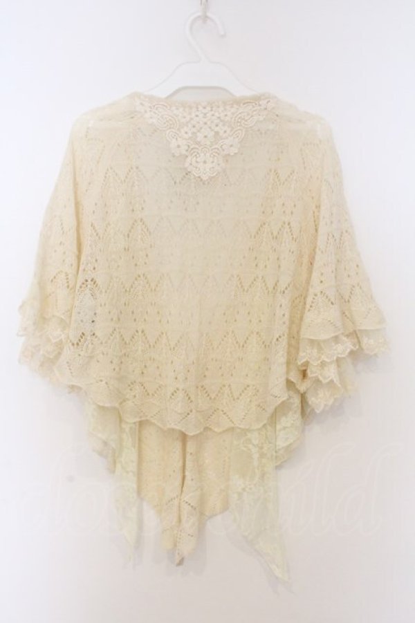 画像3: axes femme / レース重ねケープトッパーカーディガン M 生成り O-26-03-07-1030-AX-TO-IG-OS (3)