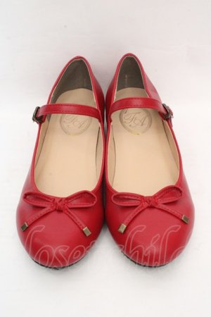 画像: F&A / ストラップ付リボンバレエシューズ M アカ O-26-03-07-070-LO-SH-IG-OS