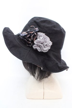 画像: axes femme / モチーフ付きリバーシブルハット  クロ×ネイビー O-26-03-07-008-AX-AC-OW-OS