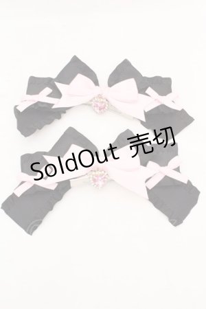 画像: Lovery Tency / 眞白ありすリボンヘアクリップ  クロ×ピンク O-26-03-07-078-LO-AC-OW-OS