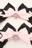 画像2: Lovery Tency / 眞白ありすリボンヘアクリップ  クロ×ピンク O-26-03-07-078-LO-AC-OW-OS (2)