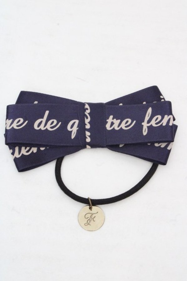 画像1: Fi.n.t / ロゴリボンヘアゴム  ネイビー O-26-03-07-080-CA-AC-OW-OS (1)