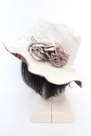 画像: axes femme / モチーフ付きリバーシブルハット  キナリ×アカ O-26-03-07-009-AX-AC-OW-OS