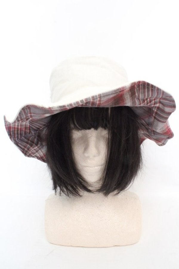 画像2: axes femme / モチーフ付きリバーシブルハット  キナリ×アカ O-26-03-07-009-AX-AC-OW-OS (2)