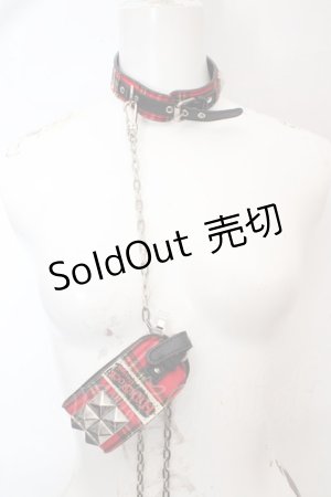 画像: HIDEROCK Design / カフ付きチョーカー  レッド×ブラック O-26-03-07-094-PU-AC-OW-OS