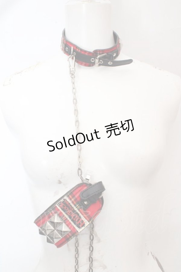 画像1: HIDEROCK Design / カフ付きチョーカー  レッド×ブラック O-26-03-07-094-PU-AC-OW-OS (1)