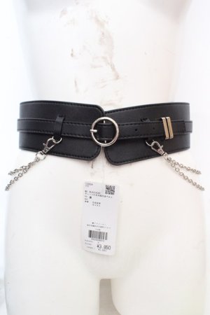 画像: axes femme / チェーン付き太幅合皮ベルト  クロ O-26-03-07-096-AX-ZA-OW-OS