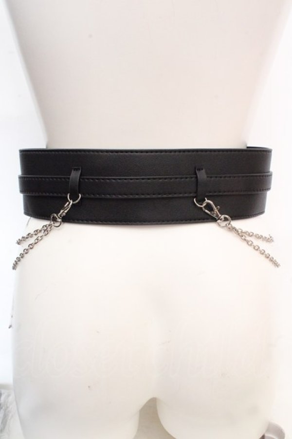 画像3: axes femme / チェーン付き太幅合皮ベルト  クロ O-26-03-07-096-AX-ZA-OW-OS (3)