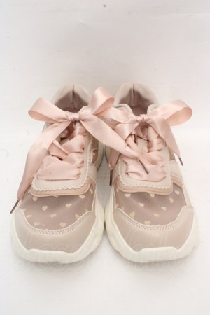 画像: m petit by misako / ハートチュールスニーカー L ピンク O-26-03-07-2010-LO-SH-IG-OS