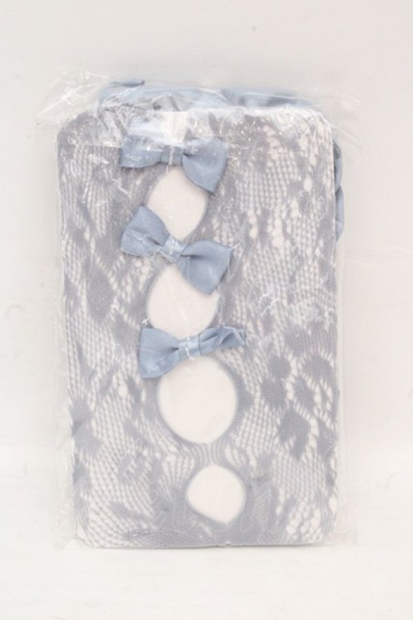 画像1: Hoshibako Works / ドール風リボン付きシースルーソックス  サックス O-26-03-07-2003-LO-ZA-IG-OS (1)