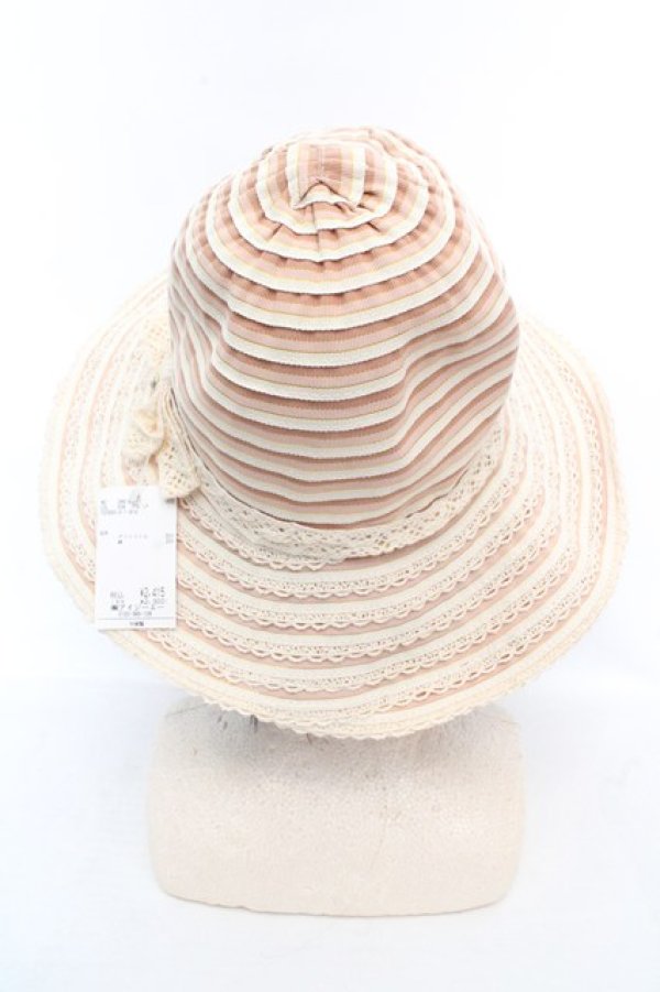 画像3: axes femme / レースボーダーハット  ピンク O-26-03-07-010-AX-AC-OW-OS (3)