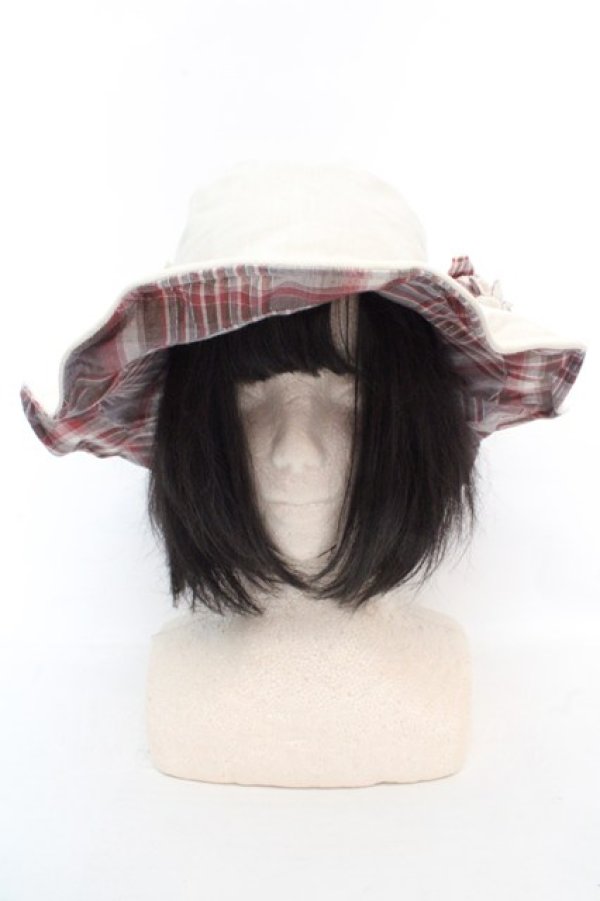 画像2: axes femme / モチーフ付きリバーシブルハット  キナリ×アカ O-26-03-07-012-AX-AC-OW-OS (2)