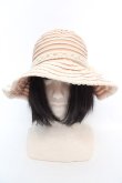 画像2: axes femme / レースボーダーハット 57.5cm ピンク O-26-03-07-013-AX-AC-OW-OS (2)