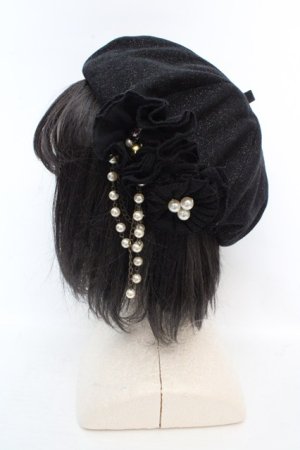 画像: axes femme / モチーフ付きベレー  クロ O-26-03-07-002-AX-AC-OW-OS