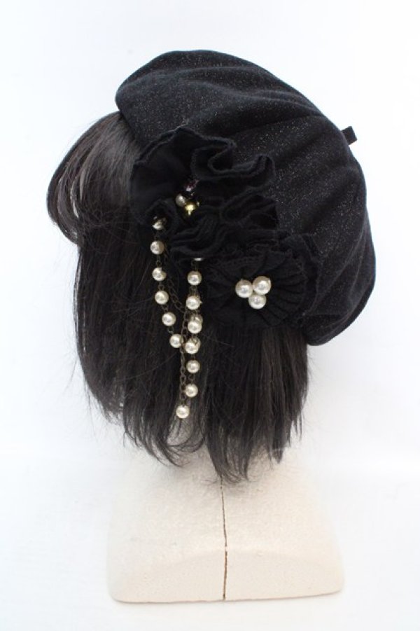 画像1: axes femme / モチーフ付きベレー  クロ O-26-03-07-002-AX-AC-OW-OS (1)