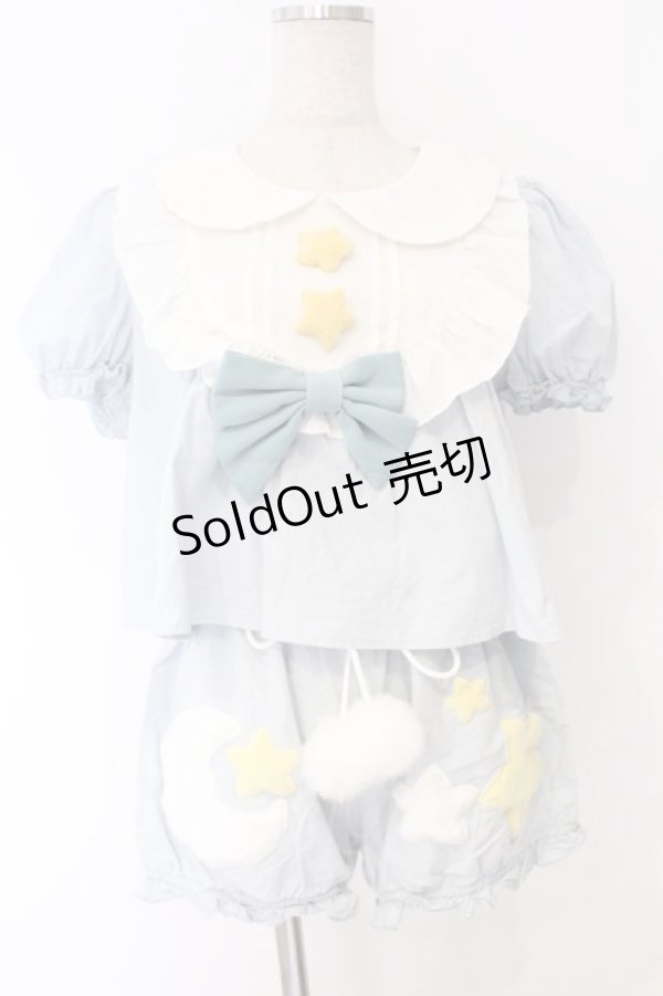 画像1: To Alice / 星ワッペンセットアップ M サックス O-26-03-08-001-LO-OP-OW-OS (1)