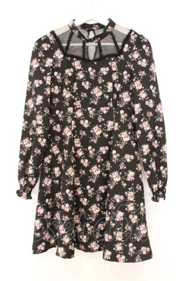 画像1: EATME / Rose Floral Patternワンピース S クロ O-26-03-08-031-LO-OP-OW-OS (1)