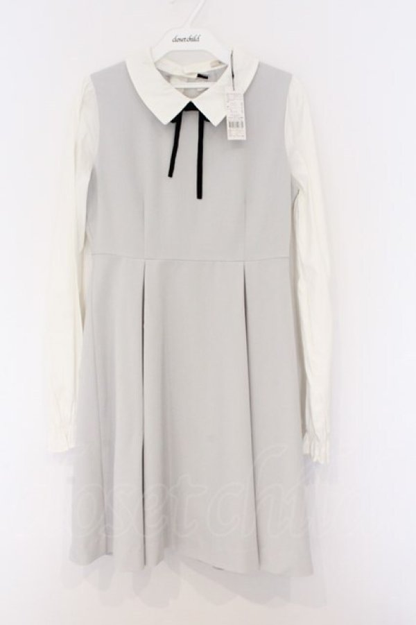 画像1: EATME / シャツドッキングワンピース S ライトグレー×シロ O-26-03-08-032-LO-OP-OW-OS (1)