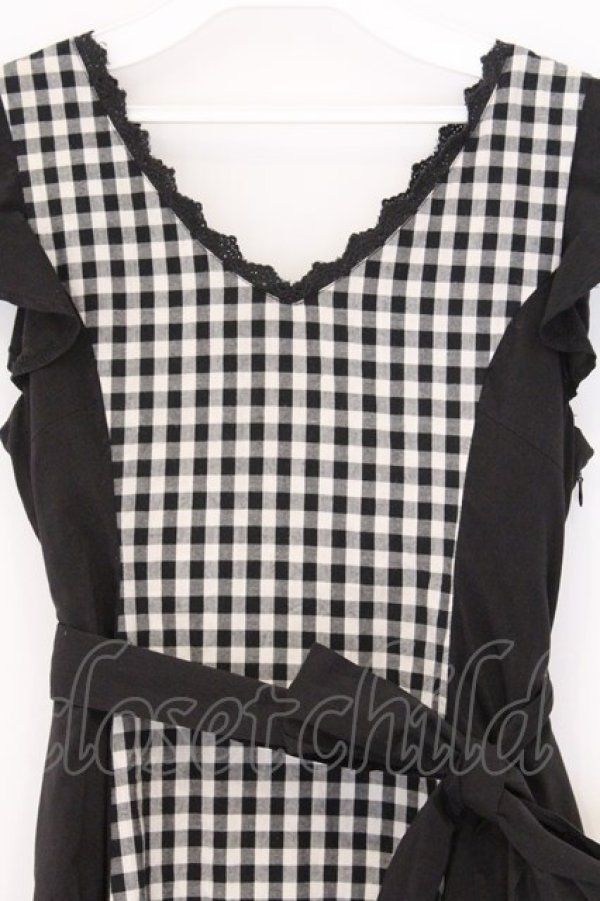 画像2: EATME / ギンガム切り替えワンピース S クロ O-26-03-08-033-LO-OP-OW-OS (2)