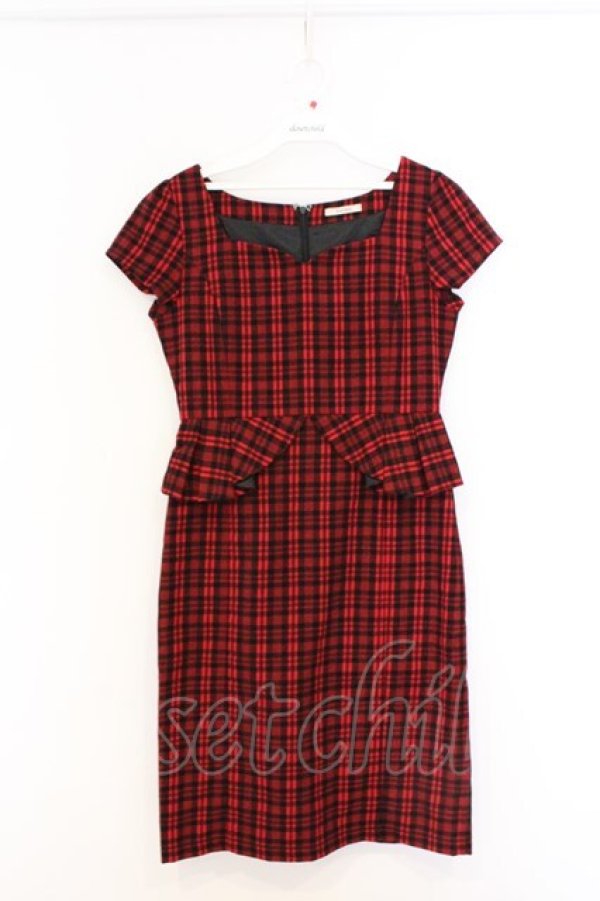 画像1: EATME / チェックペプラムワンピース S アカ O-26-03-08-037-LO-OP-OW-OS (1)