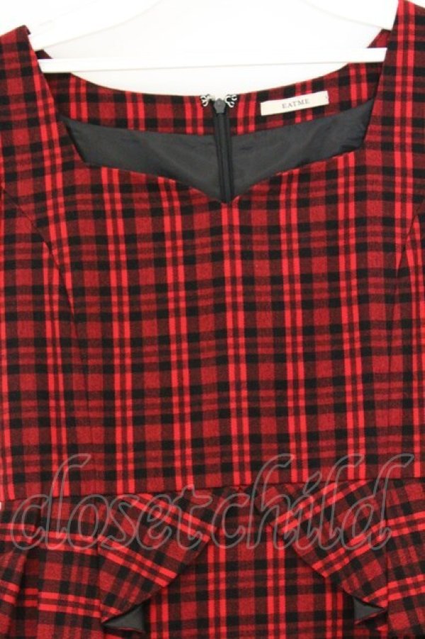 画像2: EATME / チェックペプラムワンピース S アカ O-26-03-08-037-LO-OP-OW-OS (2)