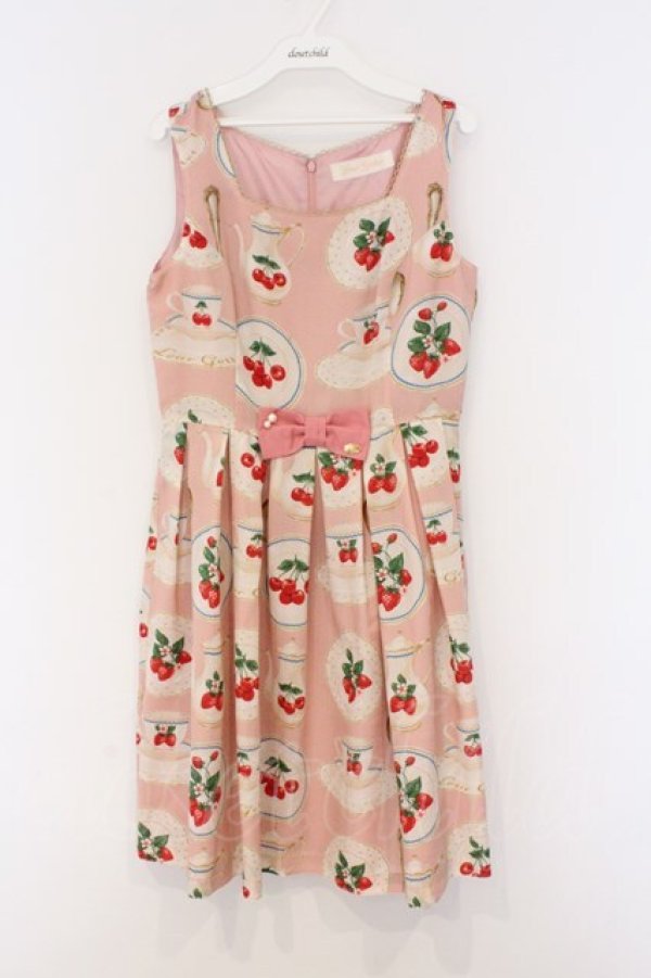 画像1: Leur Getter / フルーツプレートノースリーブワンピース M ピンク O-26-03-08-004-LU-OP-OW-OS (1)