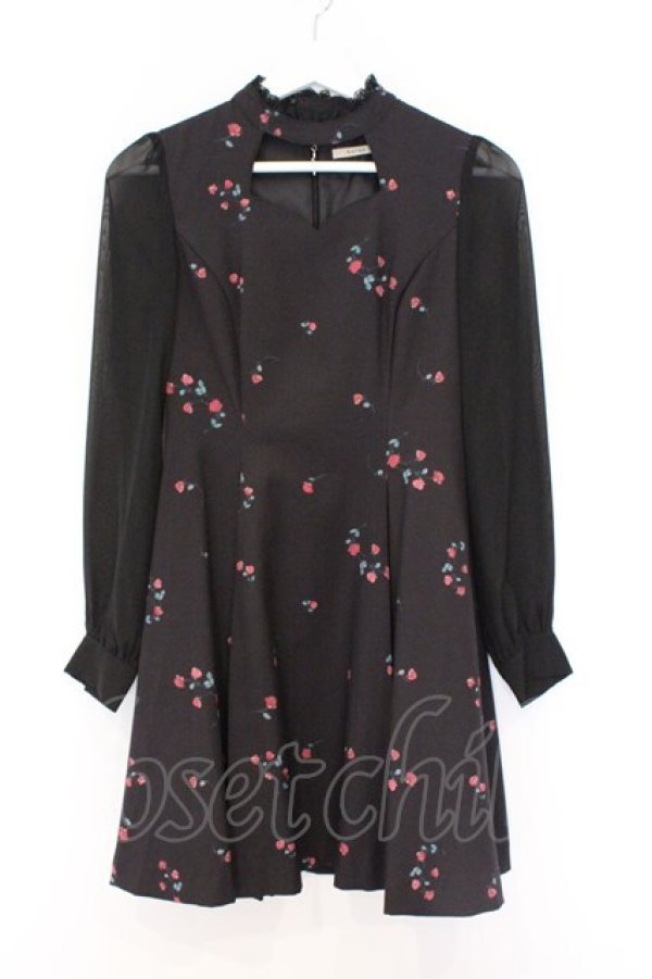 画像1: EATME / CROSS ROSE FLOWERデコルテワンピース S クロ O-26-03-08-041-LO-OP-OW-OS (1)