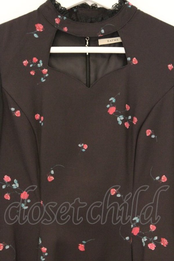 画像2: EATME / CROSS ROSE FLOWERデコルテワンピース S クロ O-26-03-08-041-LO-OP-OW-OS (2)