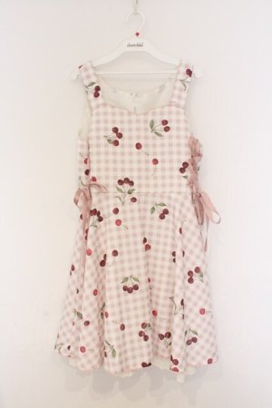 画像: Secret Honey / ギンガムチェリーワンピース 2 ピンク O-26-03-08-006-CA-OP-OW-OS