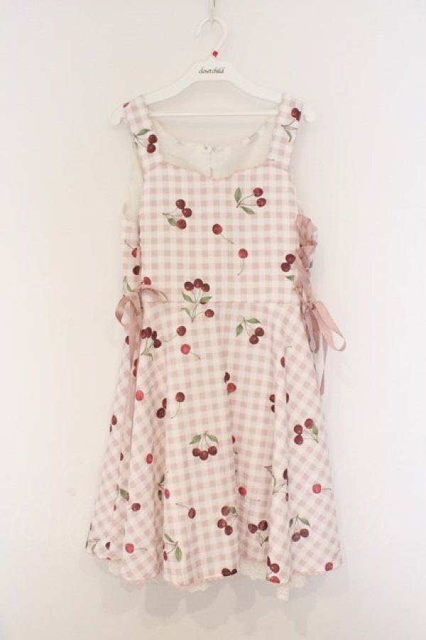 画像1: Secret Honey / ギンガムチェリーワンピース 2 ピンク O-26-03-08-006-CA-OP-OW-OS (1)