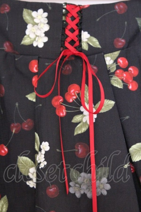 画像2: Secret Honey / チェリー柄スカート 8 クロ O-26-03-08-008-CA-SK-OW-OS (2)