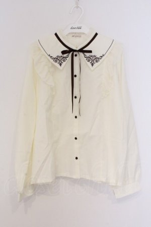 画像: axes femme / カードル刺繍襟ブラウス L キナリ O-26-03-08-013-AX-BL-OW-OS