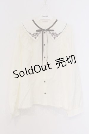 画像: axes femme / カードル刺繍襟ブラウス L キナリ O-26-03-08-013-AX-BL-OW-OS