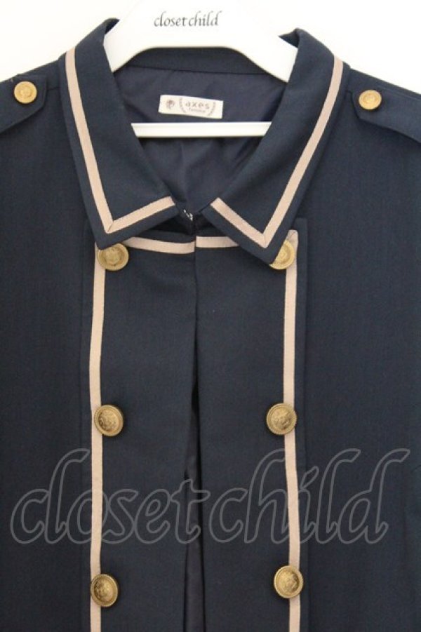 画像2: axes femme / ダブルボタンカレッジジャケット F ネイビー O-26-03-08-015-AX-JA-OW-OS (2)