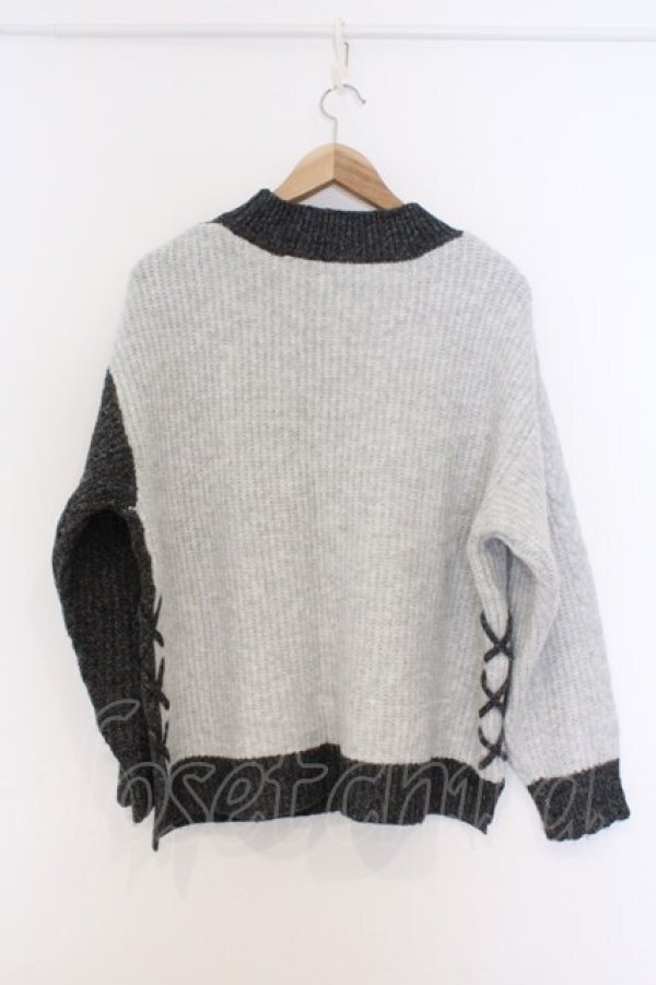 画像3: axes femme / トリコロール配色ニットプルオーバー F クロ×グレー×シロ O-26-03-08-017-AX-TO-OW-OS (3)