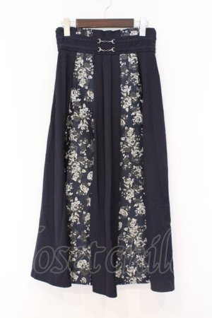 画像: axes femme / フラワージャガード切替スカート F ネイビー O-26-03-08-023-AX-SK-OW-OS